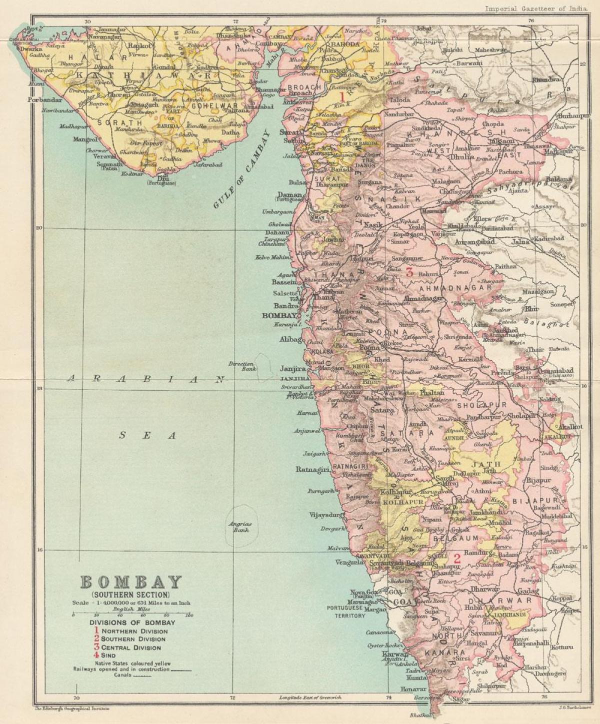 mapa de Bombaim presidência
