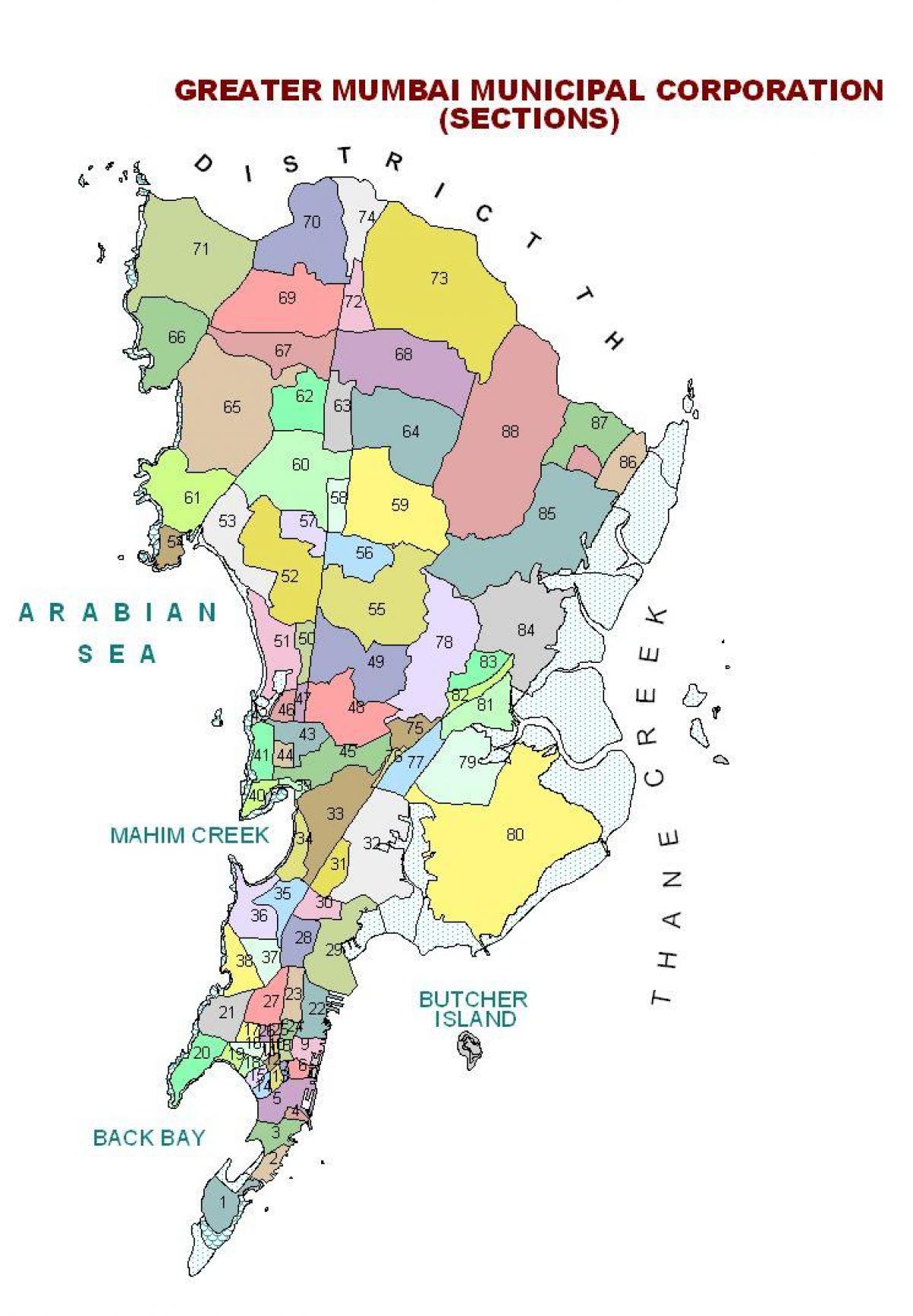 mapa do distrito de Mumbai