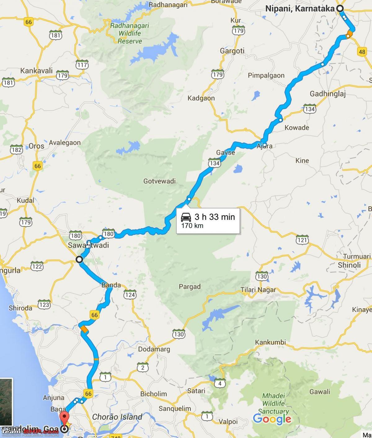 Mumbai para goa rodovia mapa