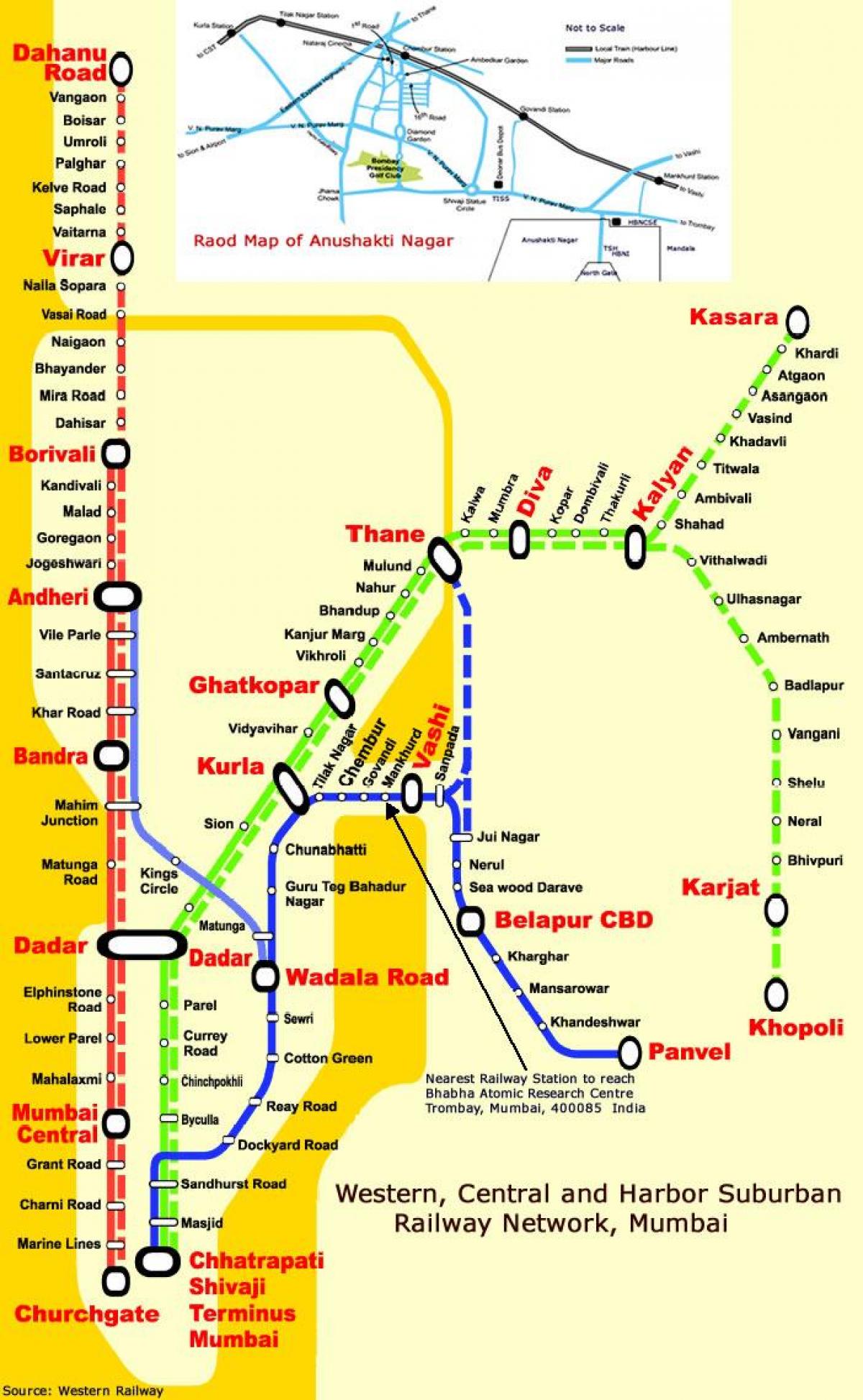 Mumbai central estações da linha mapa