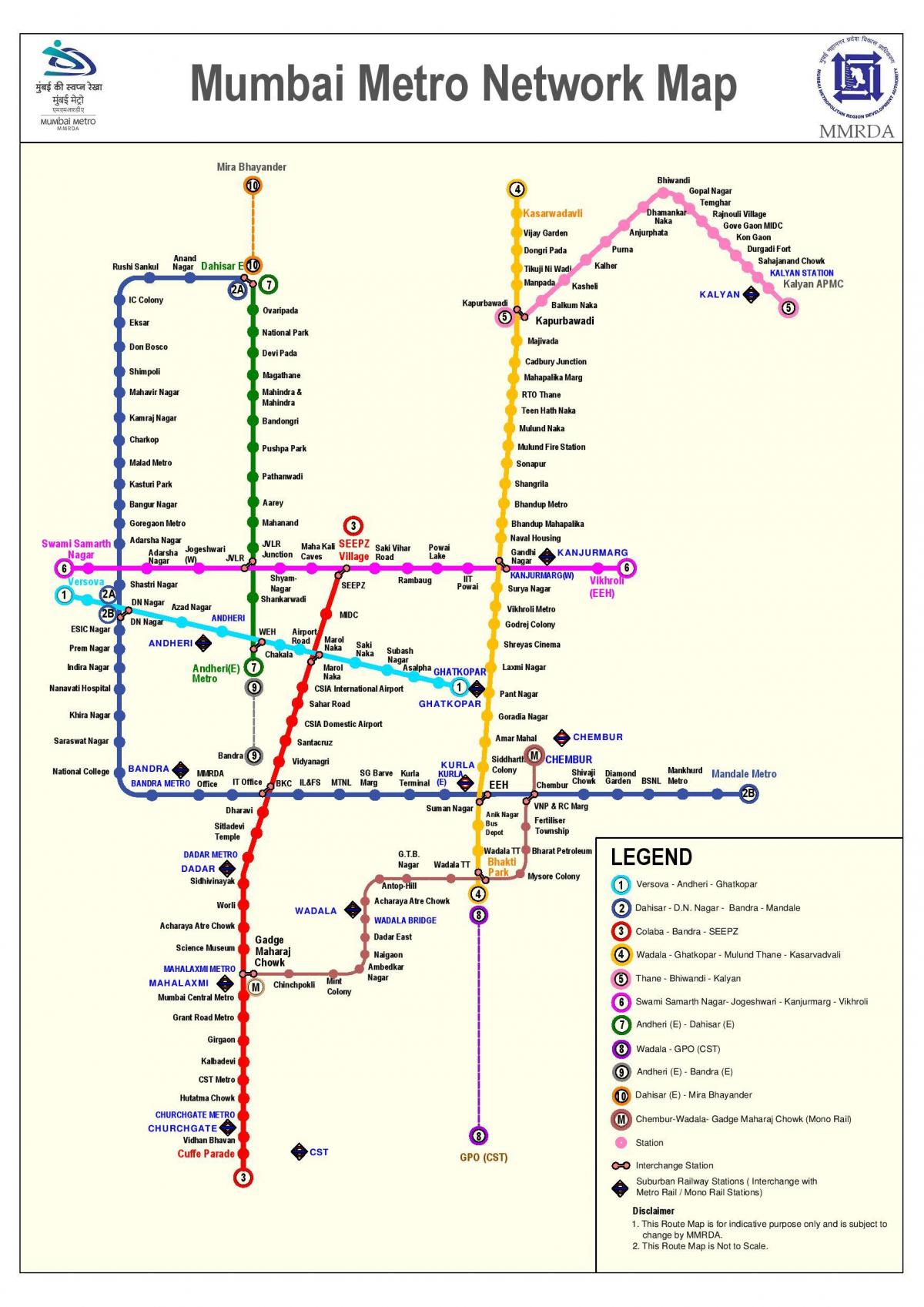 Mumbai metro mapa de rotas