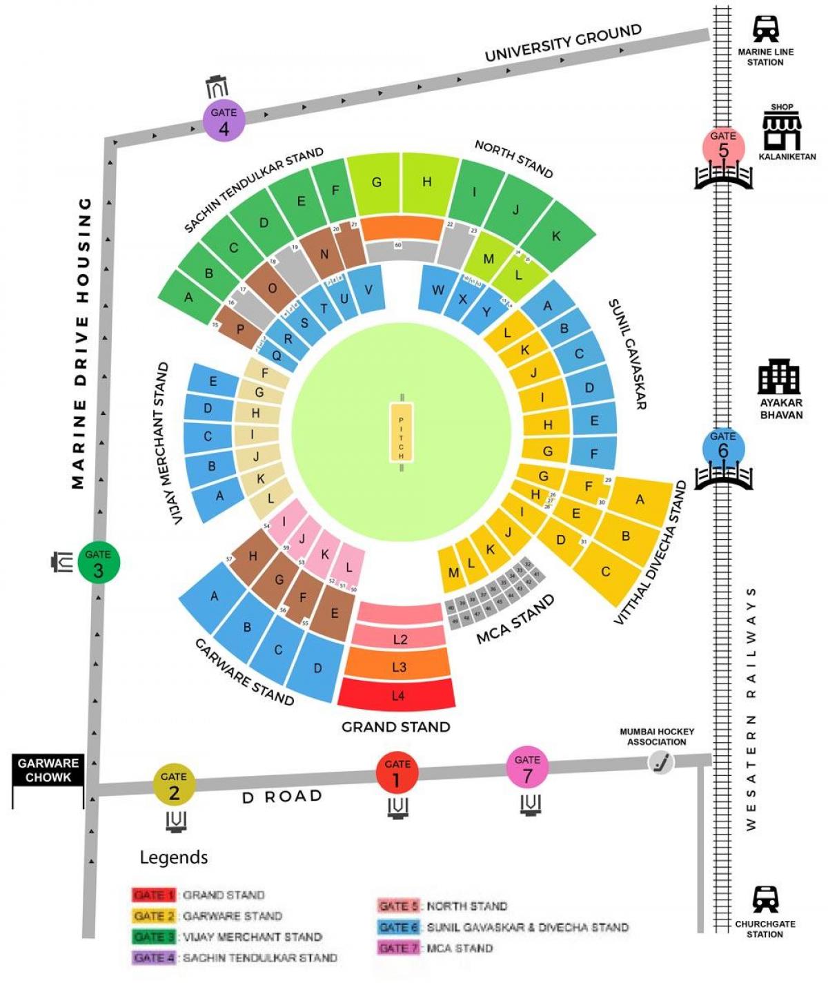 Wankhede estádio Mumbai mapa