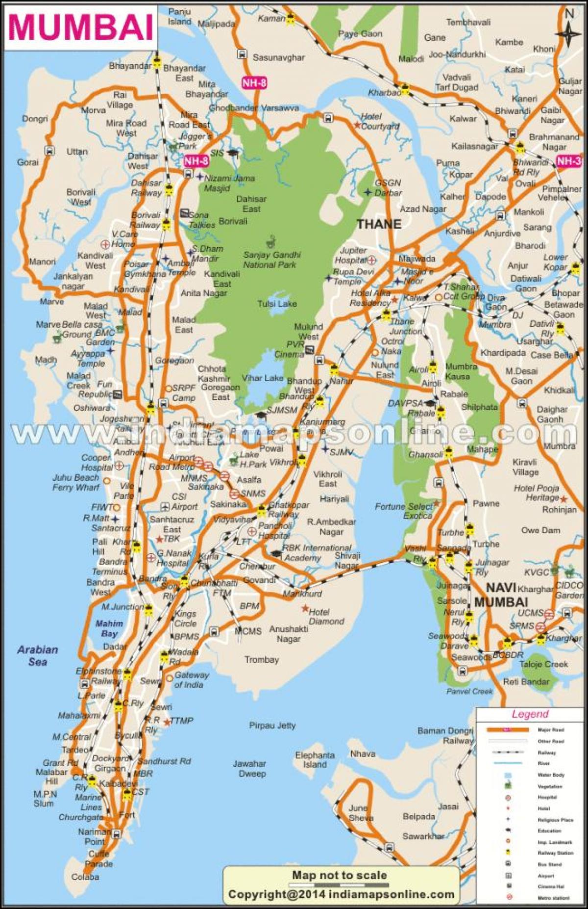 total de mapa de Bombaim