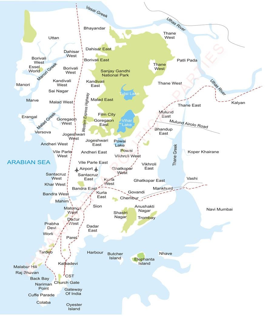 Mumbai subúrbios mapa