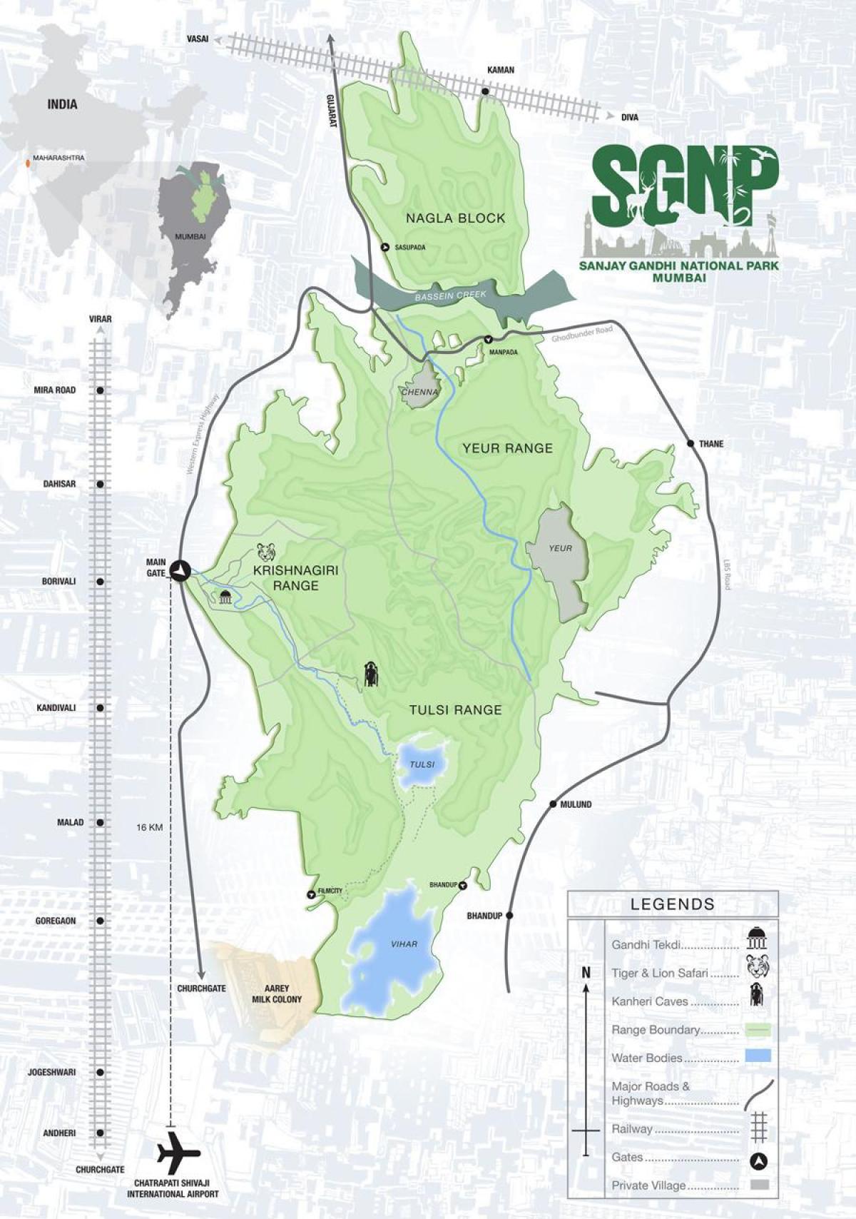 mapa do parque nacional sanjay gandhi
